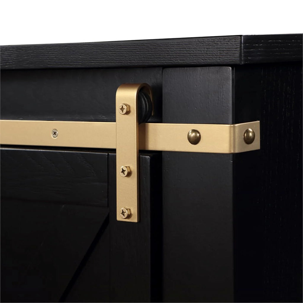 Birch Wood 72" TV Stand in Black and Gold C54362