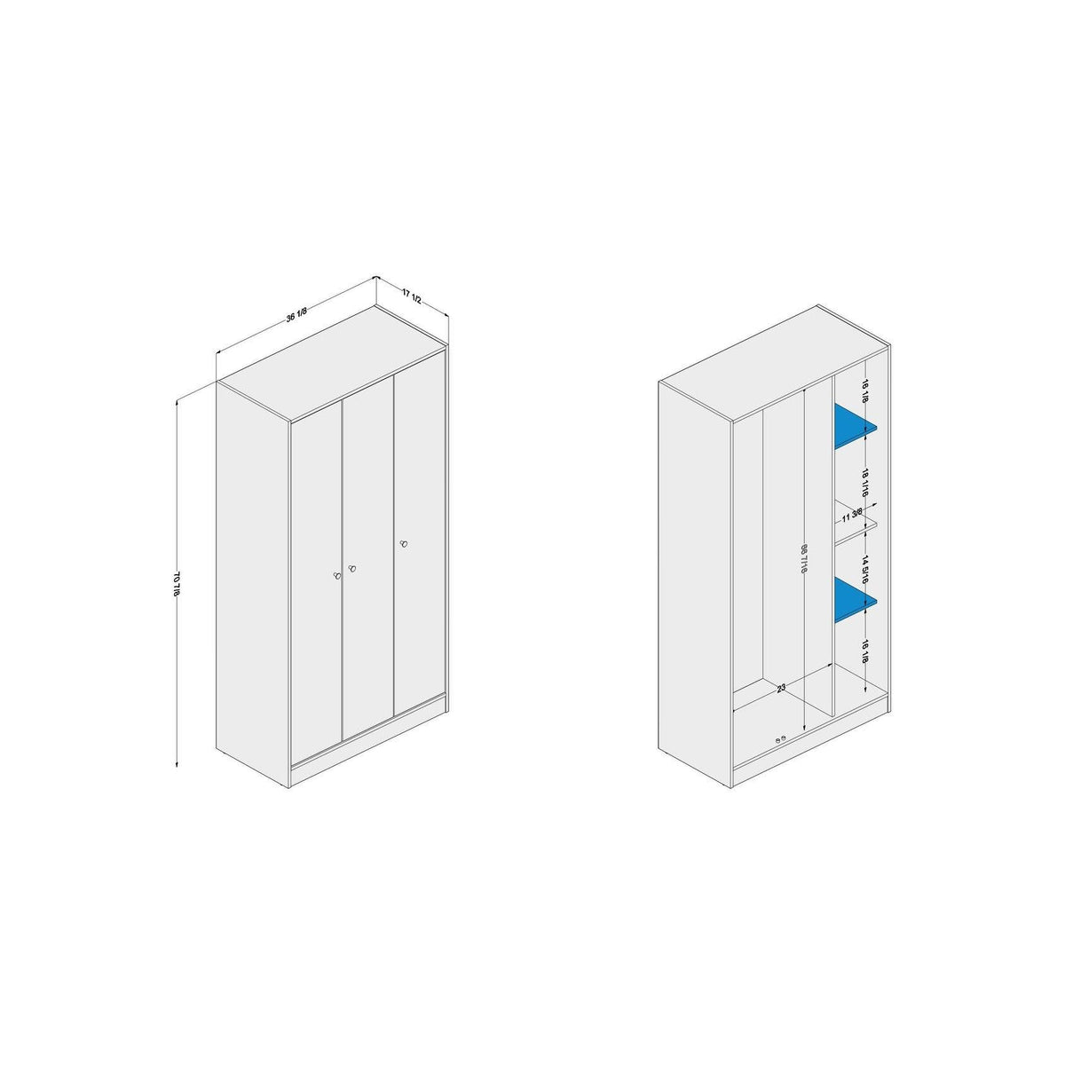 White 3-Door Wardrobe C37820