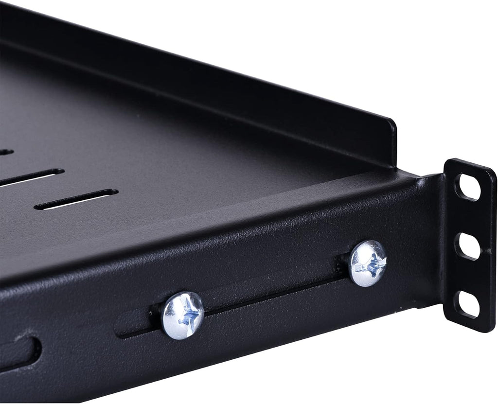 1U Adjustable Server Rack Shelf, 21.65 – 30.8 Inches, 242lbs Capacity, Pack of 2 V6543