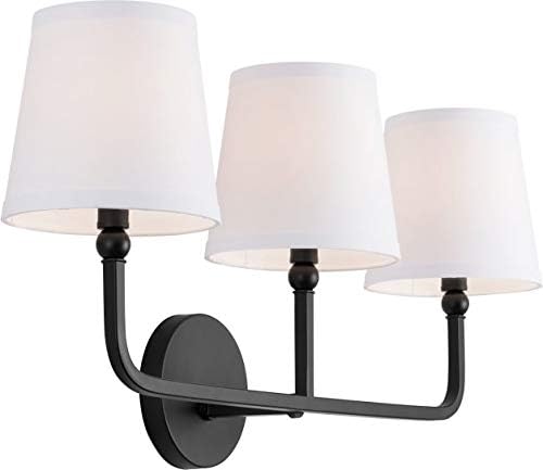 Rustic White Fabric Bath Vanity Wall Mount, 2-Light, Matte Black X32641