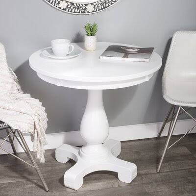 White Pedestal End Table W84531