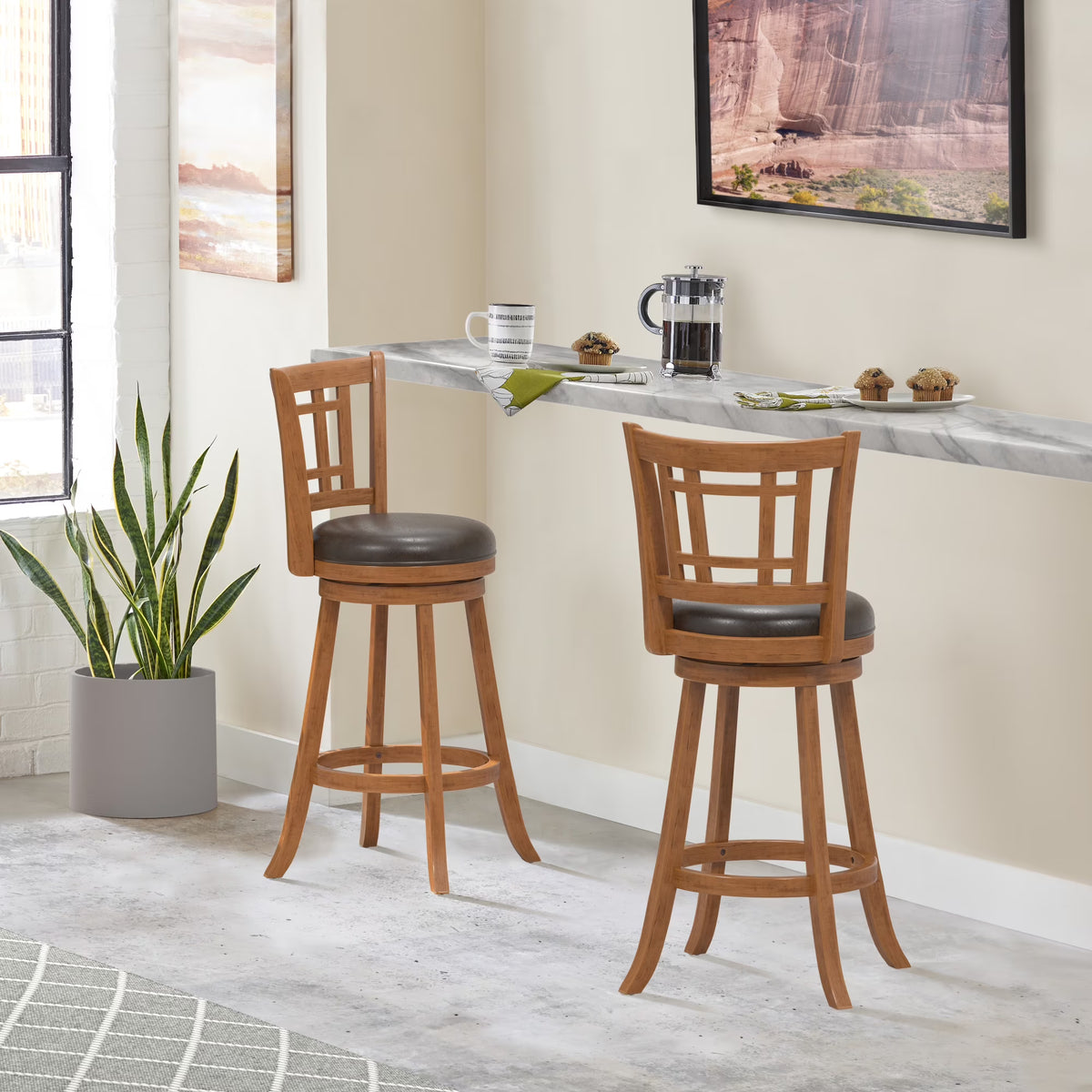 Brown Swivel Bar Stool J2183