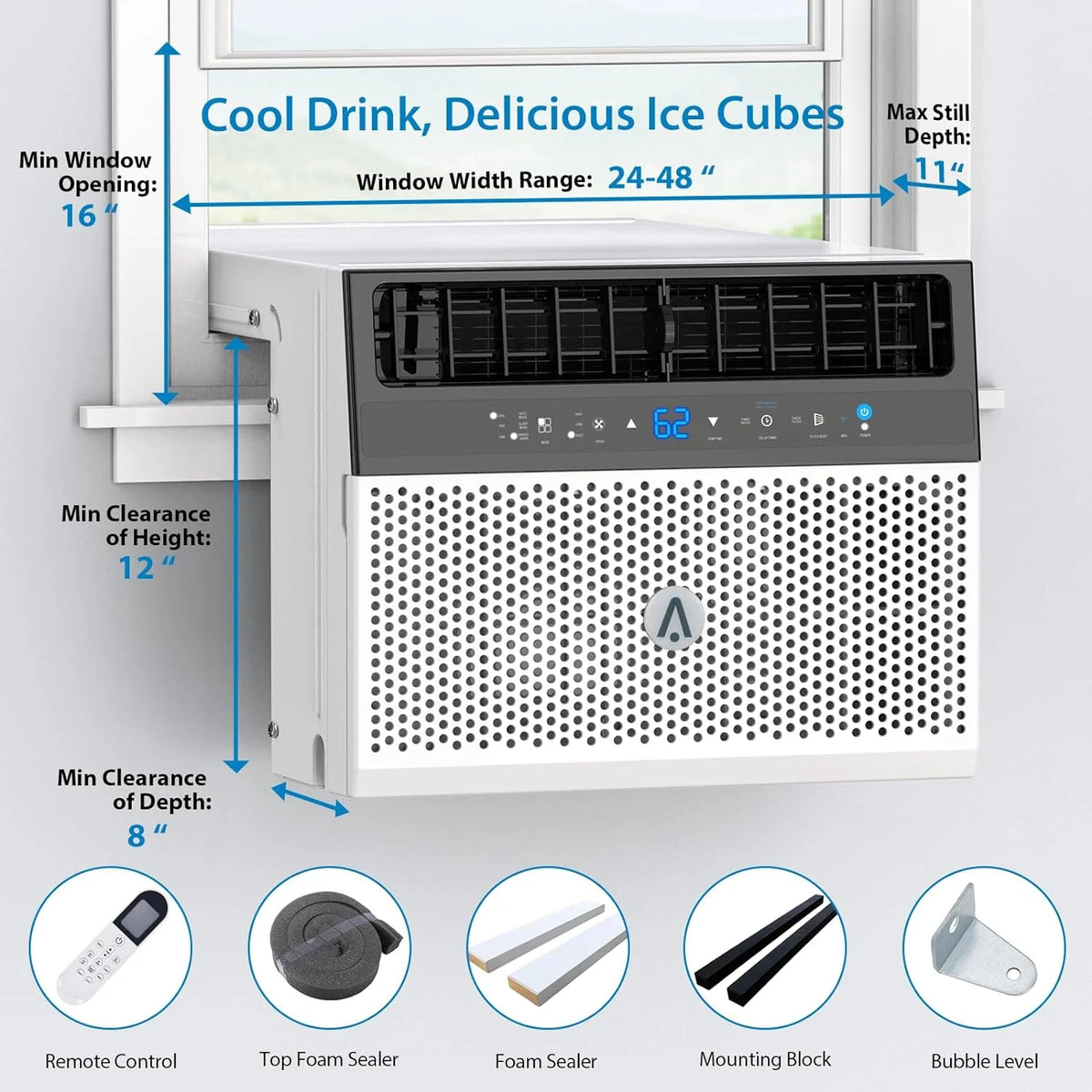 8000 BTU Window Air Conditioner with Remote Control V422541