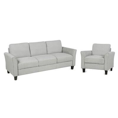 Light Gray Linen Blend 2 Pieces Sofa Set P786772