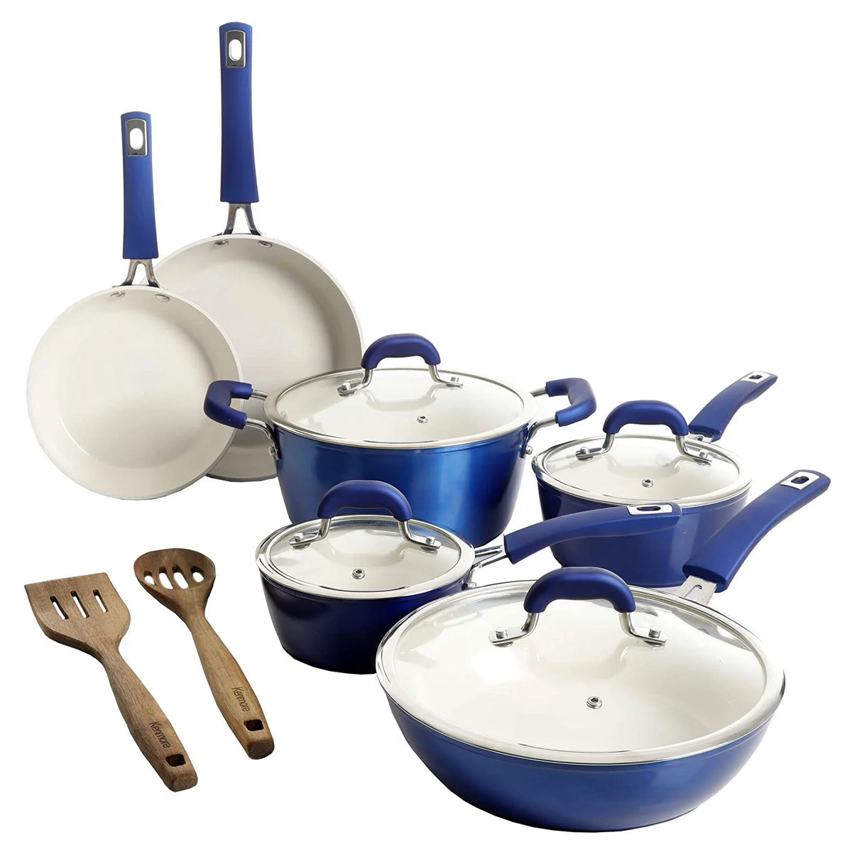 12 Piece Nonstick Ceramic Cookware Set, Blue Z41500