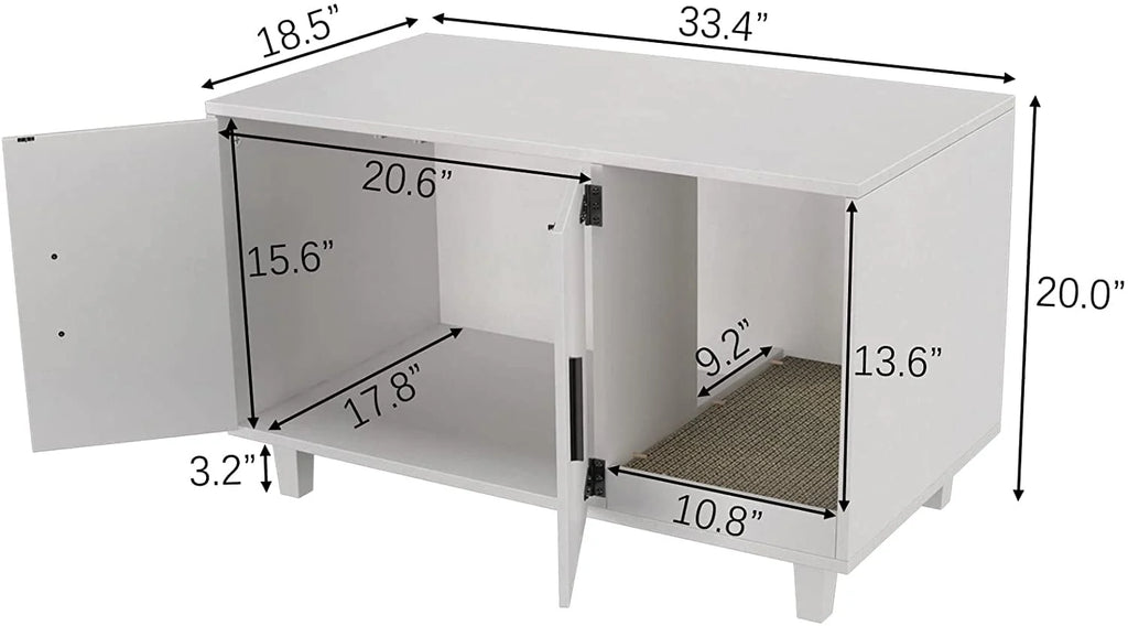 Cat Litter Box Enclosure Table Nightstand with Scratch Pad S196188