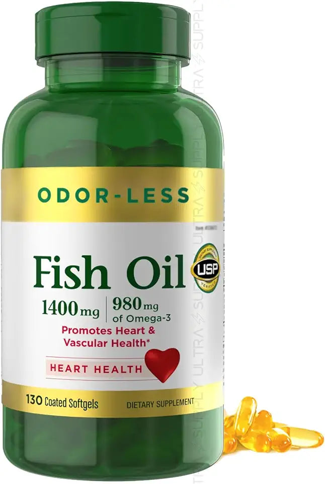 Fish Oil 130 Count Coated Softgels 1400 mg Omega-3 Odorless H2721