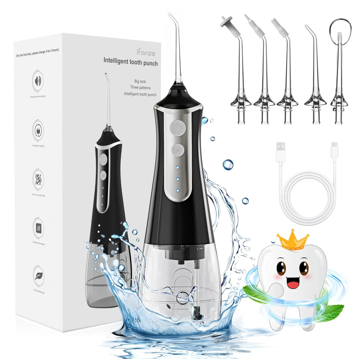 Cordless Water Flosser 3 Modes 5 Tips IPX6 Waterproof H573663