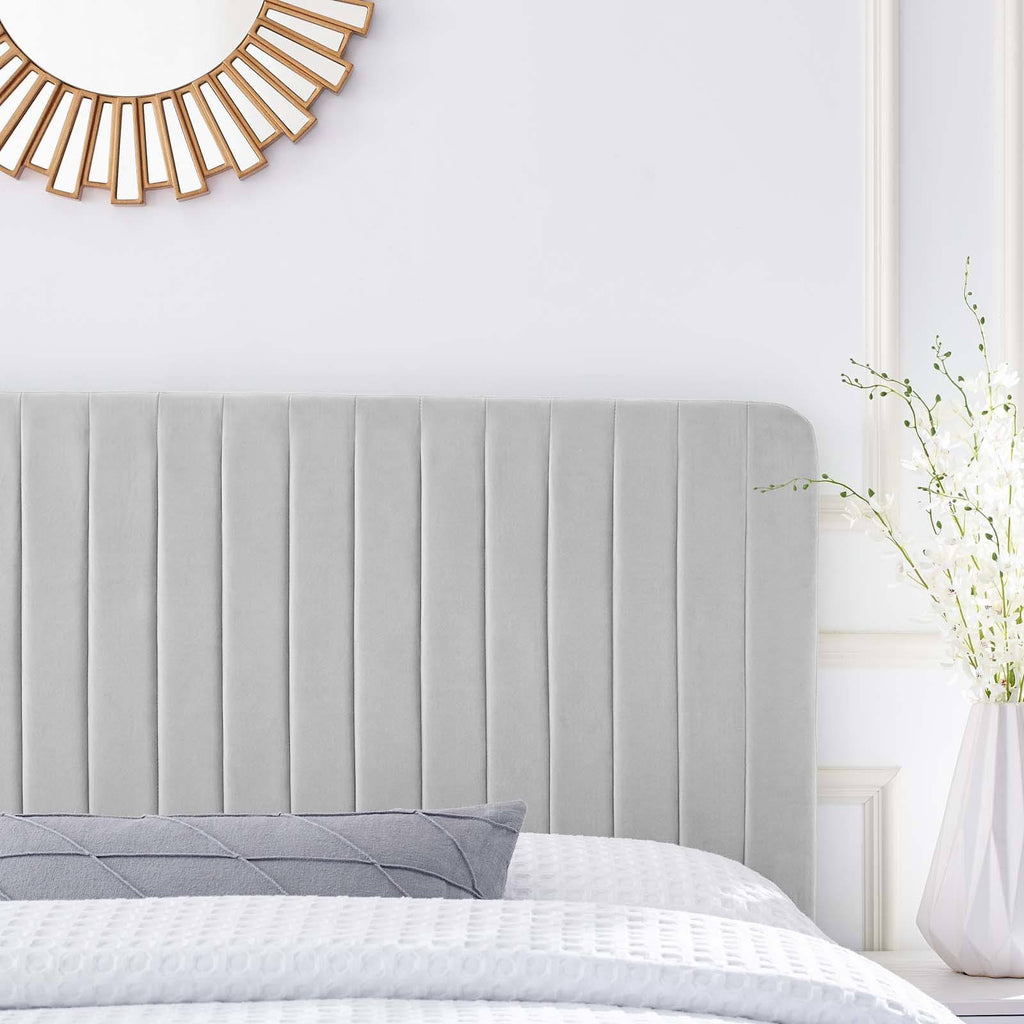 Light Gray Velvet Full/Queen Headboard U904