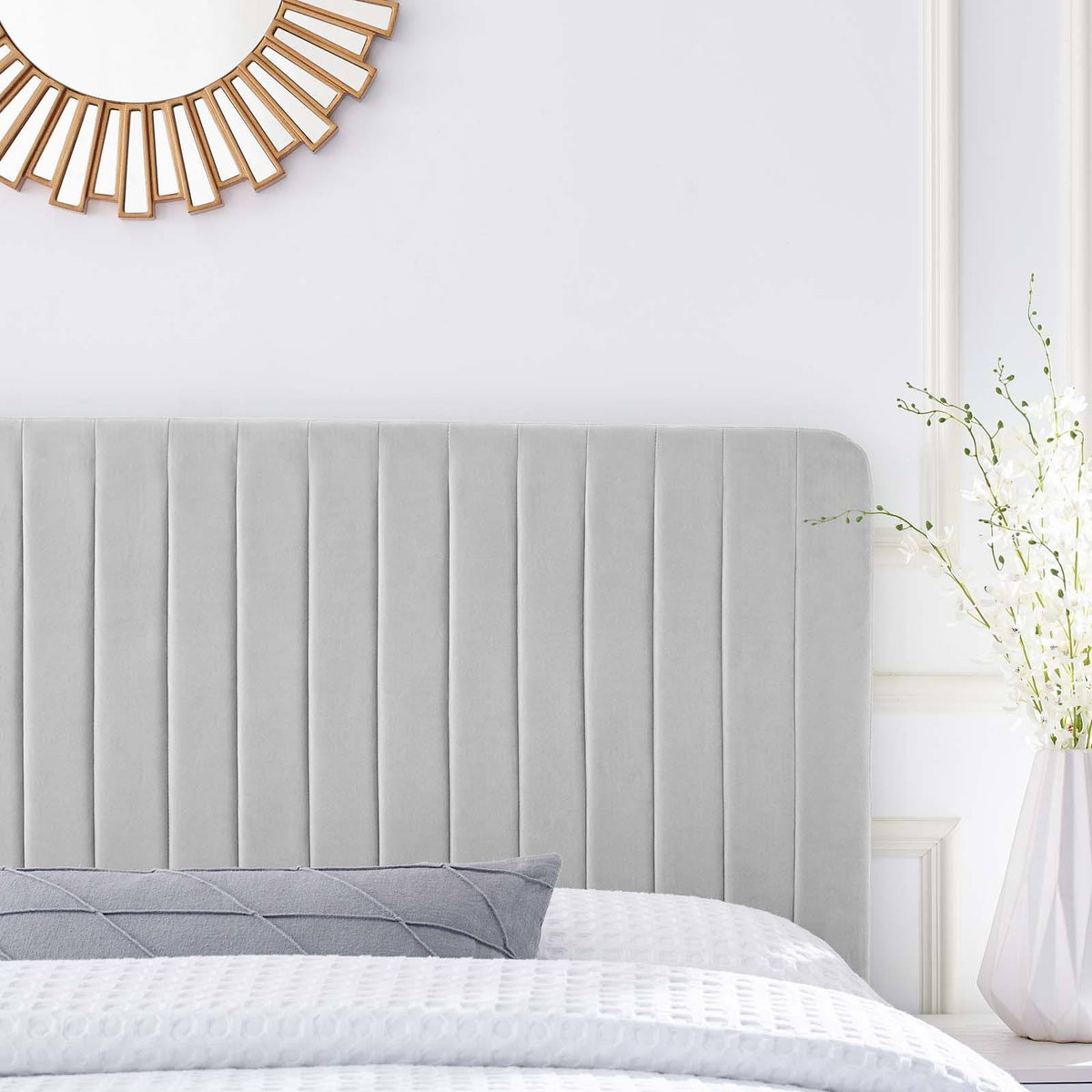Light Gray Velvet Full/Queen Headboard U904