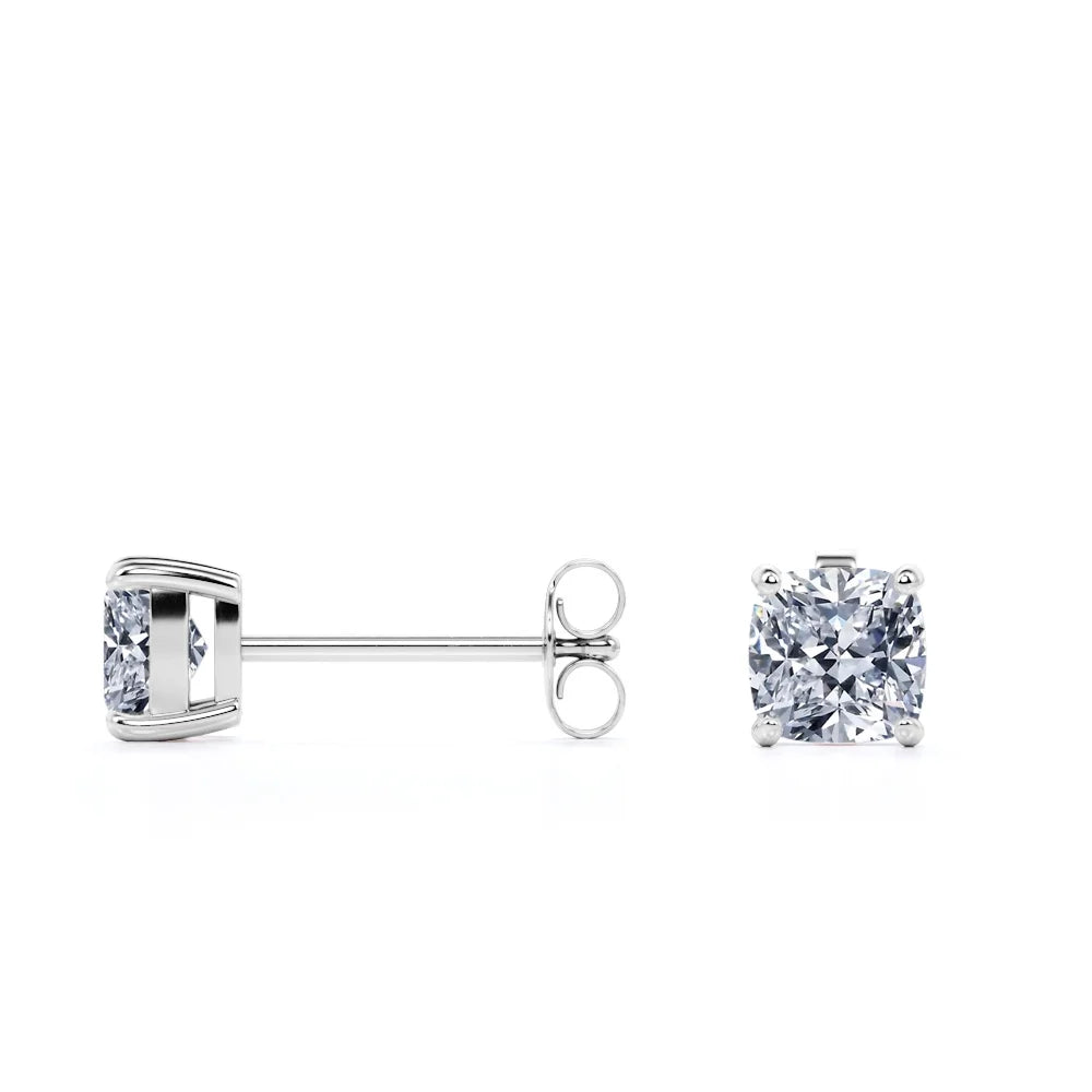 3 Carat Cushion Cut Moissanite Solitaire Stud Earrings K34982