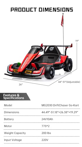 24V Rechargeable Ride-On Toy with LED Lights and Adjustable Seat B831