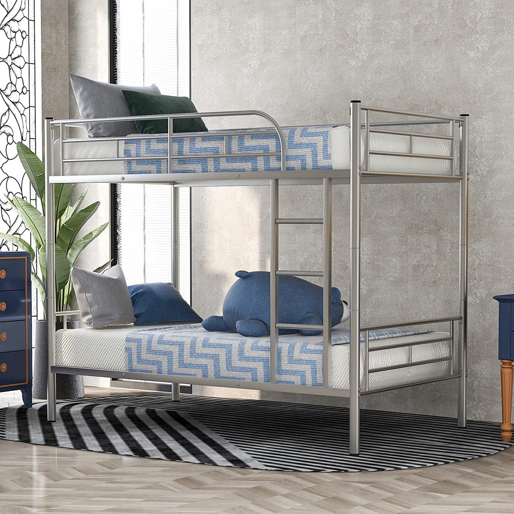 Twin Over Full Metal Bunk Bed with Ladder & Guardrail N896831