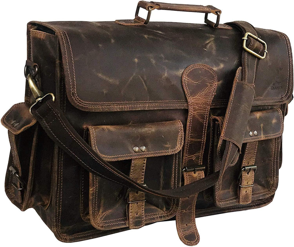 Vintage Brown Leather Laptop Messenger Bag I77194