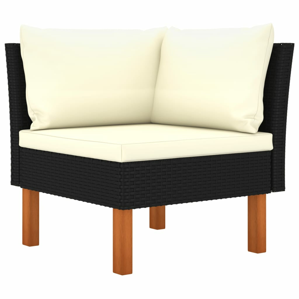 9 Piece Patio Set with Cushions Poly Rattan Black C29064