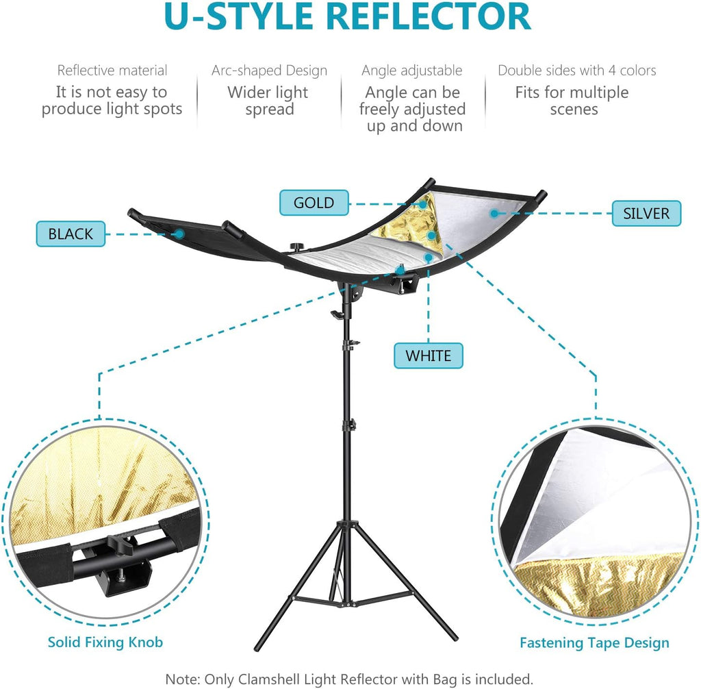 Black/White/Gold/Silver Photography Curved Lighting Reflector with Carrying Bag J79062