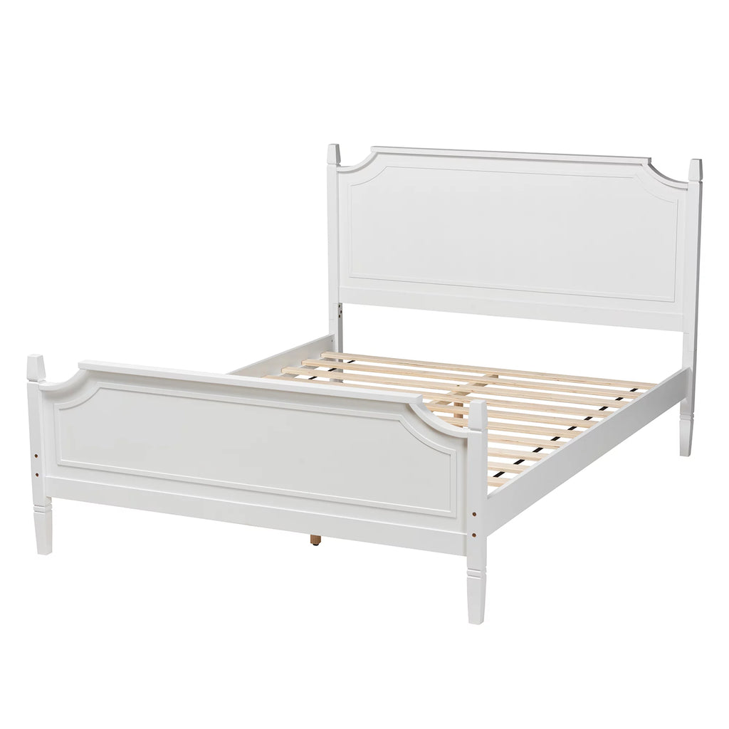 White Wood Queen Size Platform Bed W6971