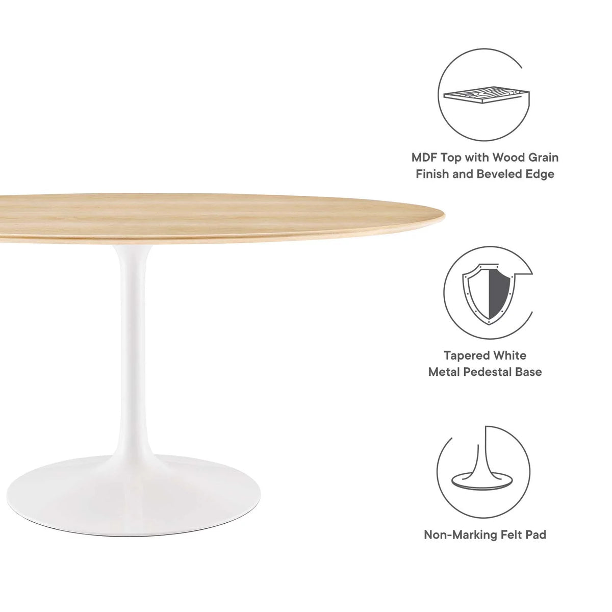 60" Oval Natural Wood Grain Dining Table S924