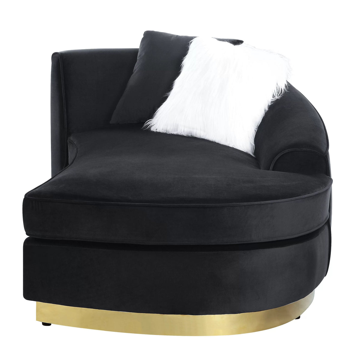 Black Velvet Chaise with 2 Pillows E526