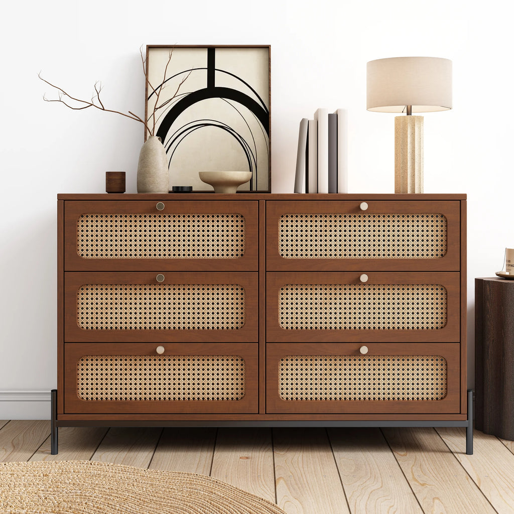 2-Drawer Walnut Wood Side Table M804