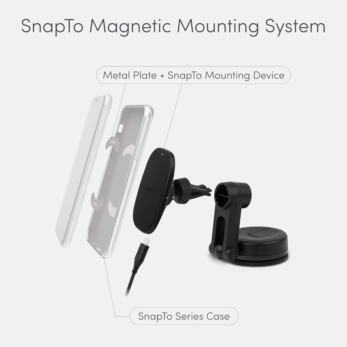 Magnetic Car Phone Holder with Wireless Charging, 10W Max, Pack of 2 Q539422