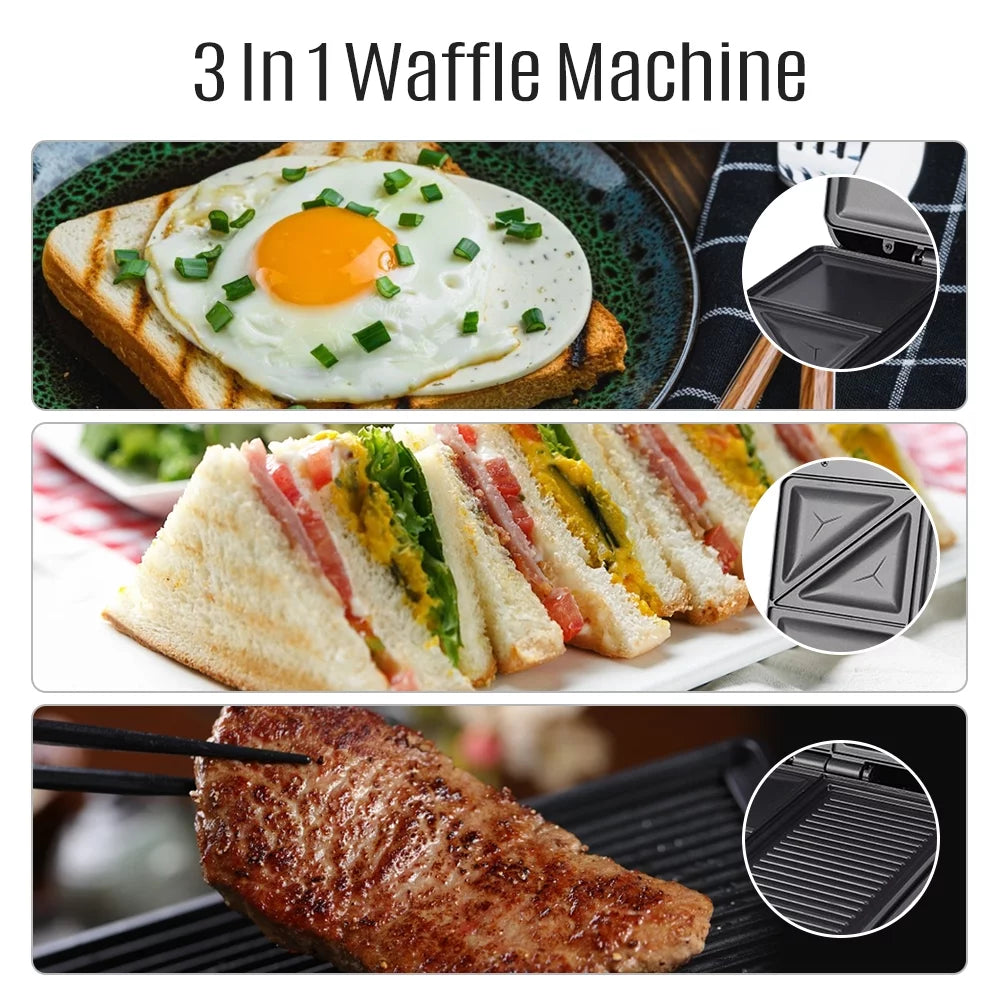3in1 Non-Stick Waffle Maker 1400W A2977