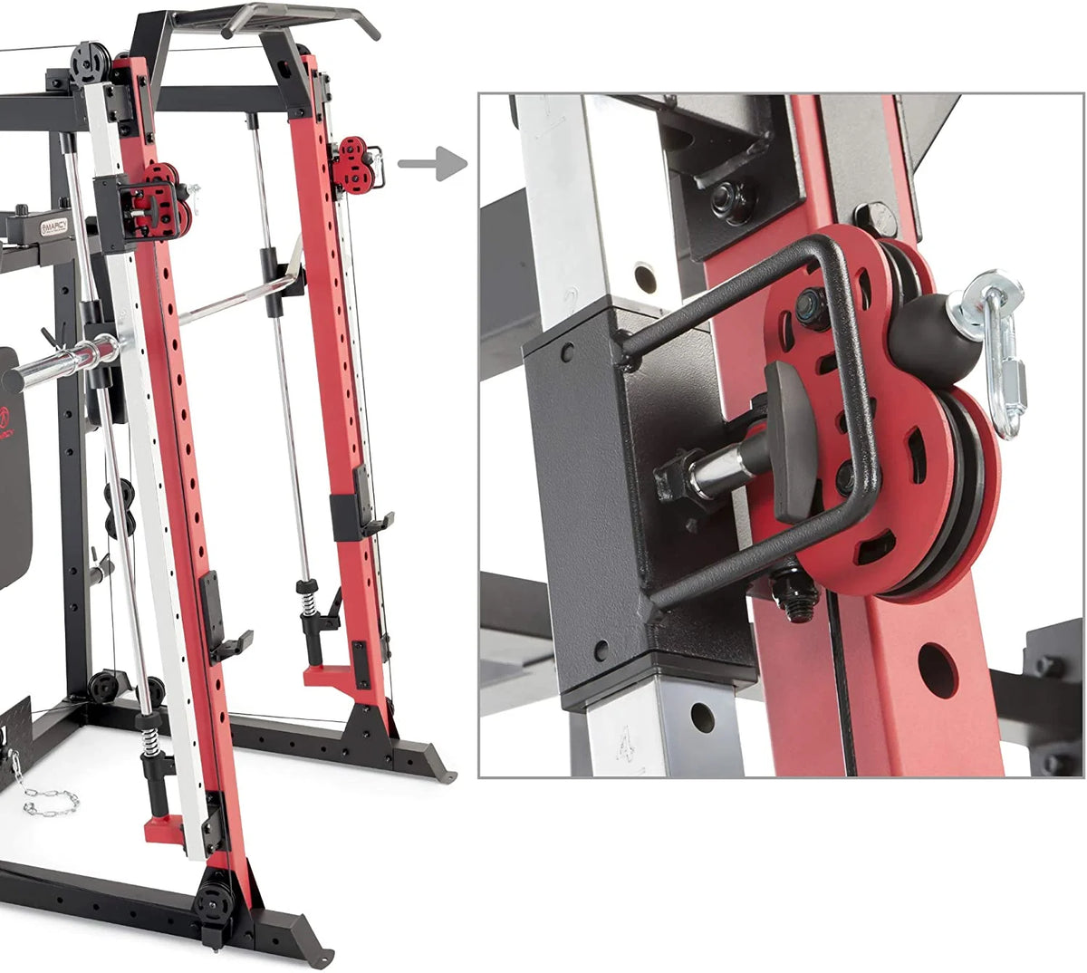 Smith Machine Cage System with Pull-Up Bar and Landmine Station U713279