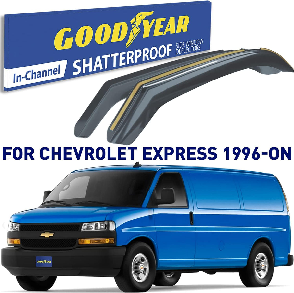 Shatterproof in-Channel Window Deflectors for Chevrolet Express Van/GMC Savana 1996-2022, 2 pcs Y738881