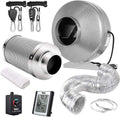 6 Inch 442 CFM Inline Fan Carbon Filter 16 Feet Ducting Combo with Variable Speed Controller Rope Hanger Temperature Humidity Monitor G738