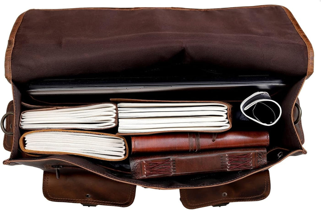 Vintage Brown Leather Laptop Messenger Bag I77194
