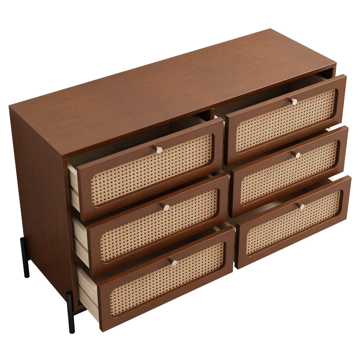 2-Drawer Walnut Wood Side Table M804