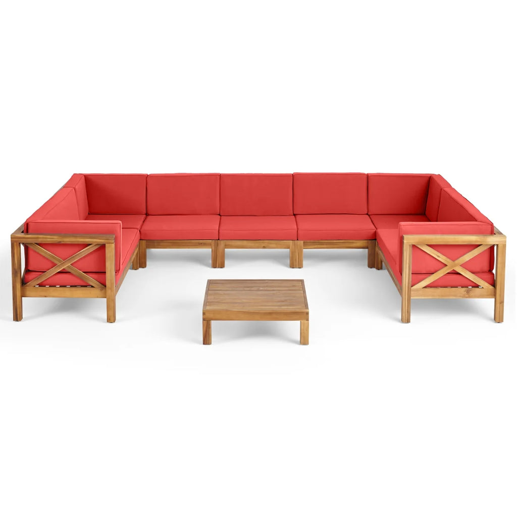 9 Seater Acacia Wood Sectional Sofa Set L8751
