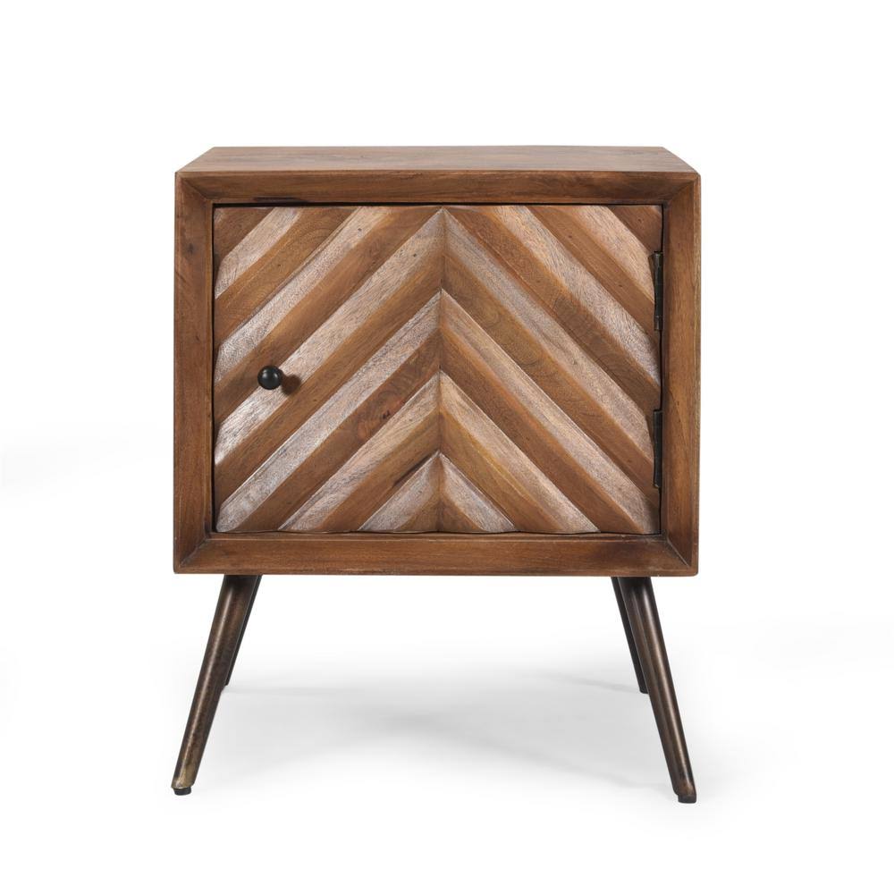 Dark Brown and Black 1-Door Cabinet L498