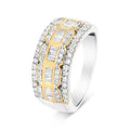 10K White & Yellow Gold Diamond Art Deco Multi-Row Ring Band H58703