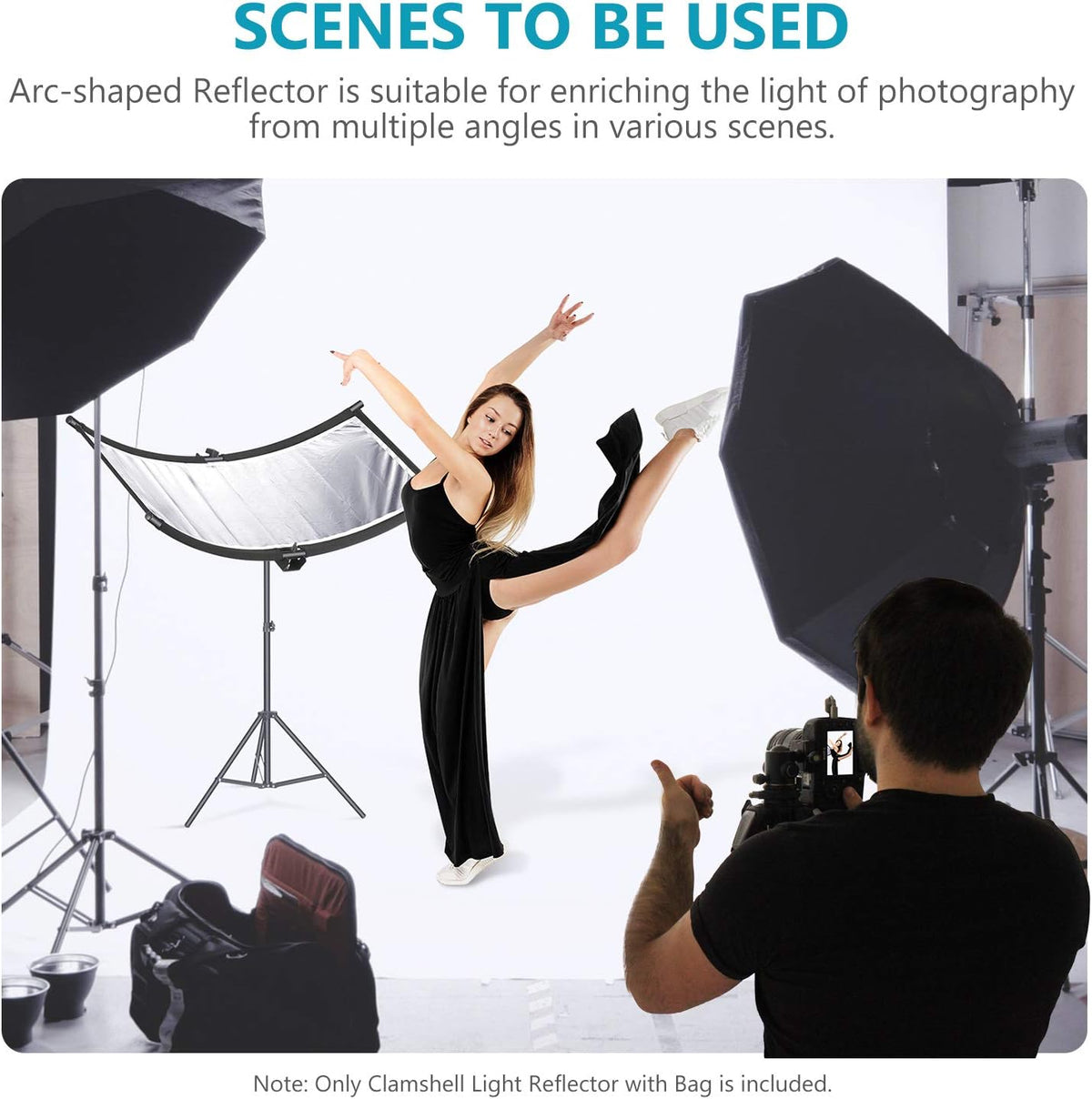 Black/White/Gold/Silver Photography Curved Lighting Reflector with Carrying Bag J79062