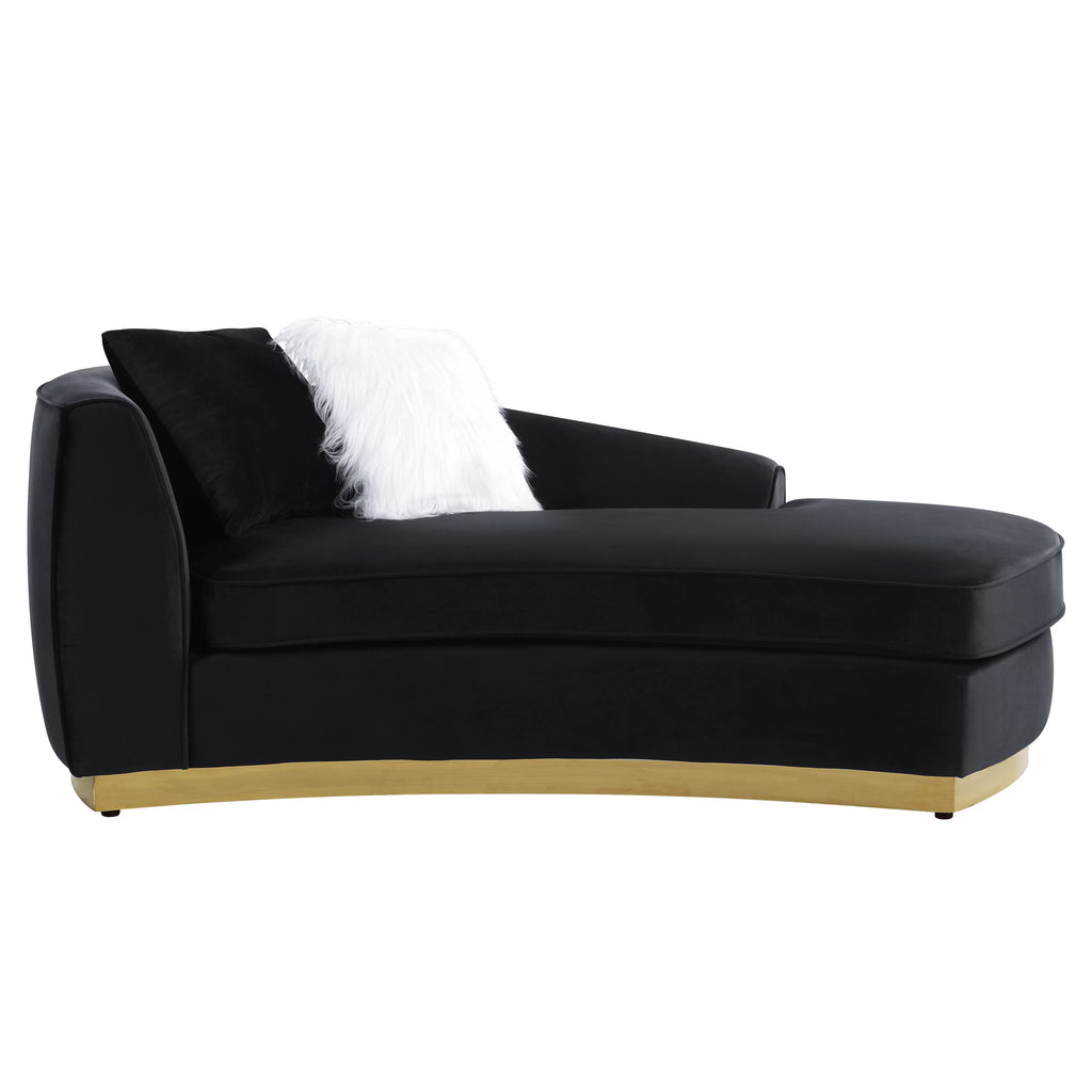 Black Velvet Chaise with 2 Pillows E526