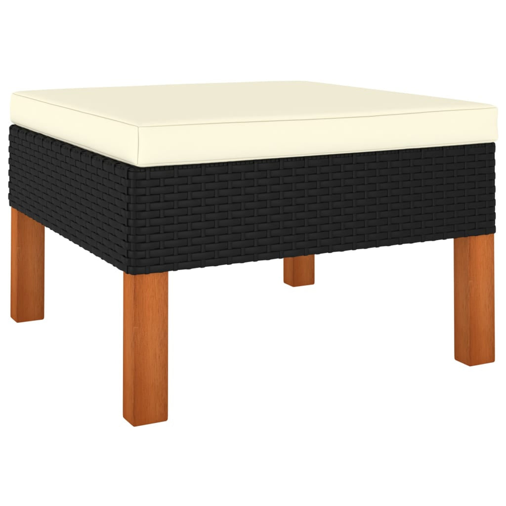 9 Piece Patio Set with Cushions Poly Rattan Black C29064
