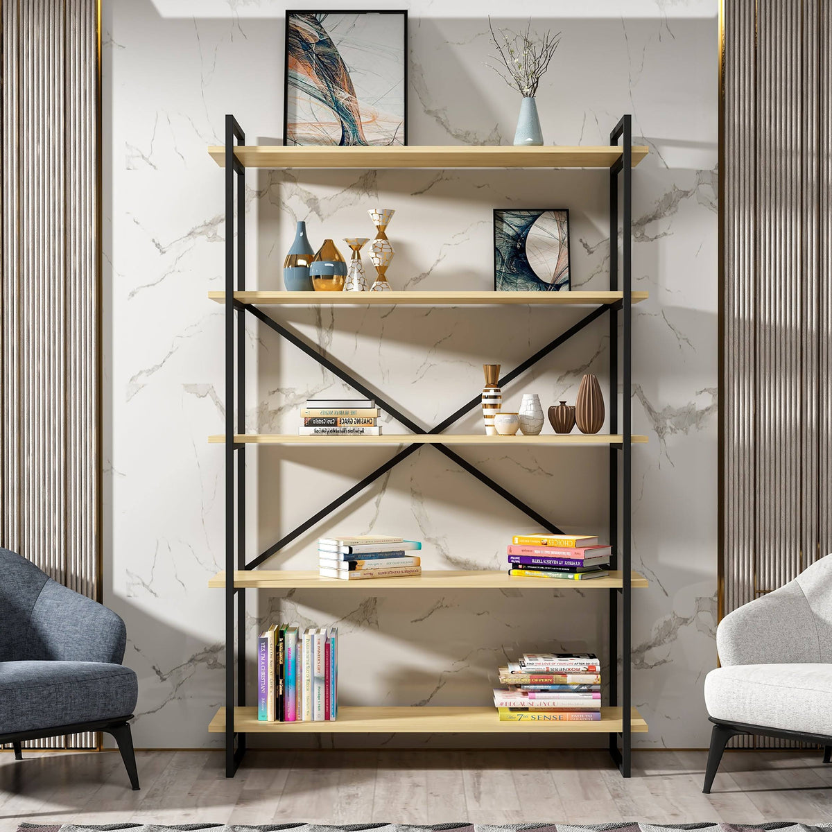 Modern Bookcase Anthracite Gold G65176