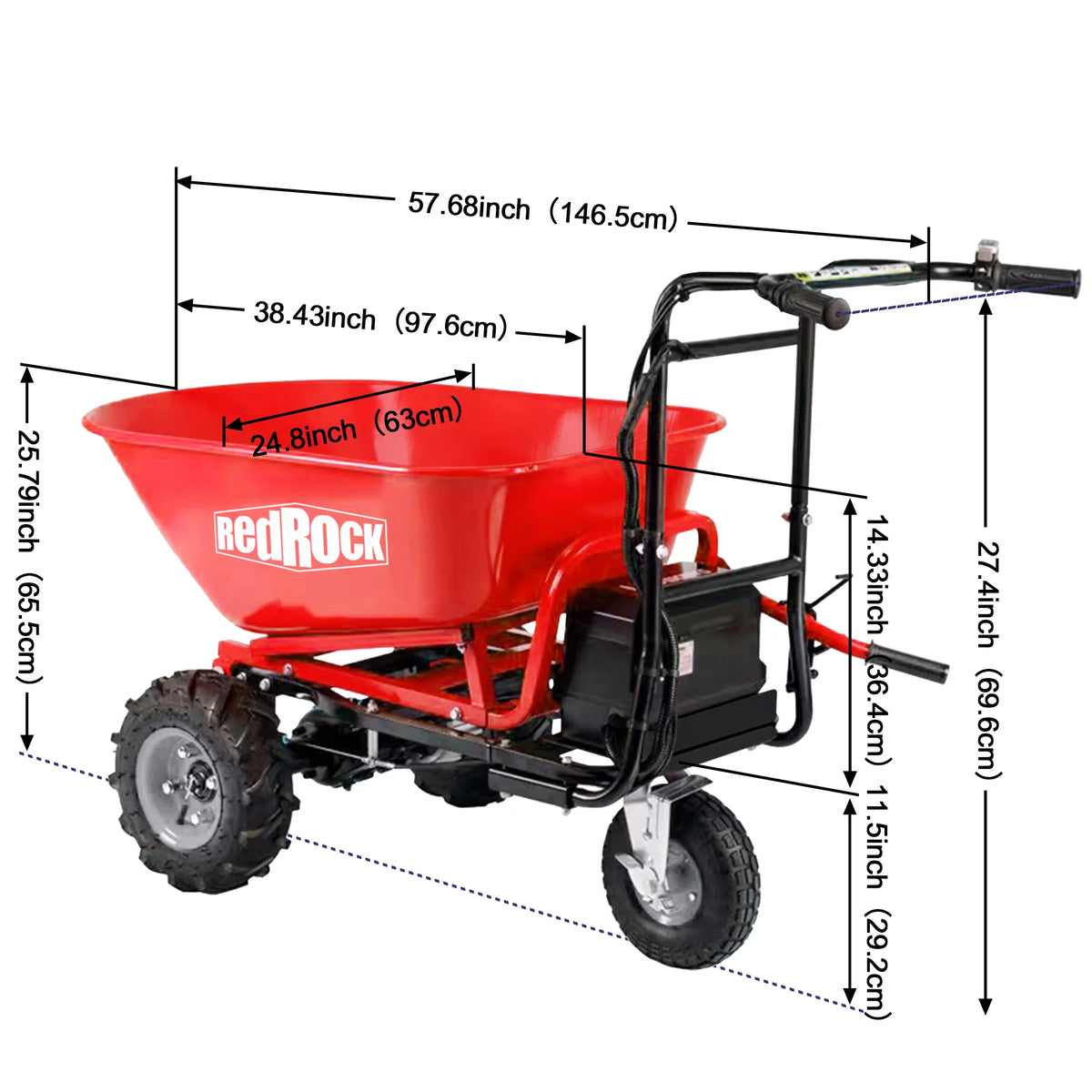 Electric Powered Utility Cart 48V28Ah 500W 500lbs Capacity O952