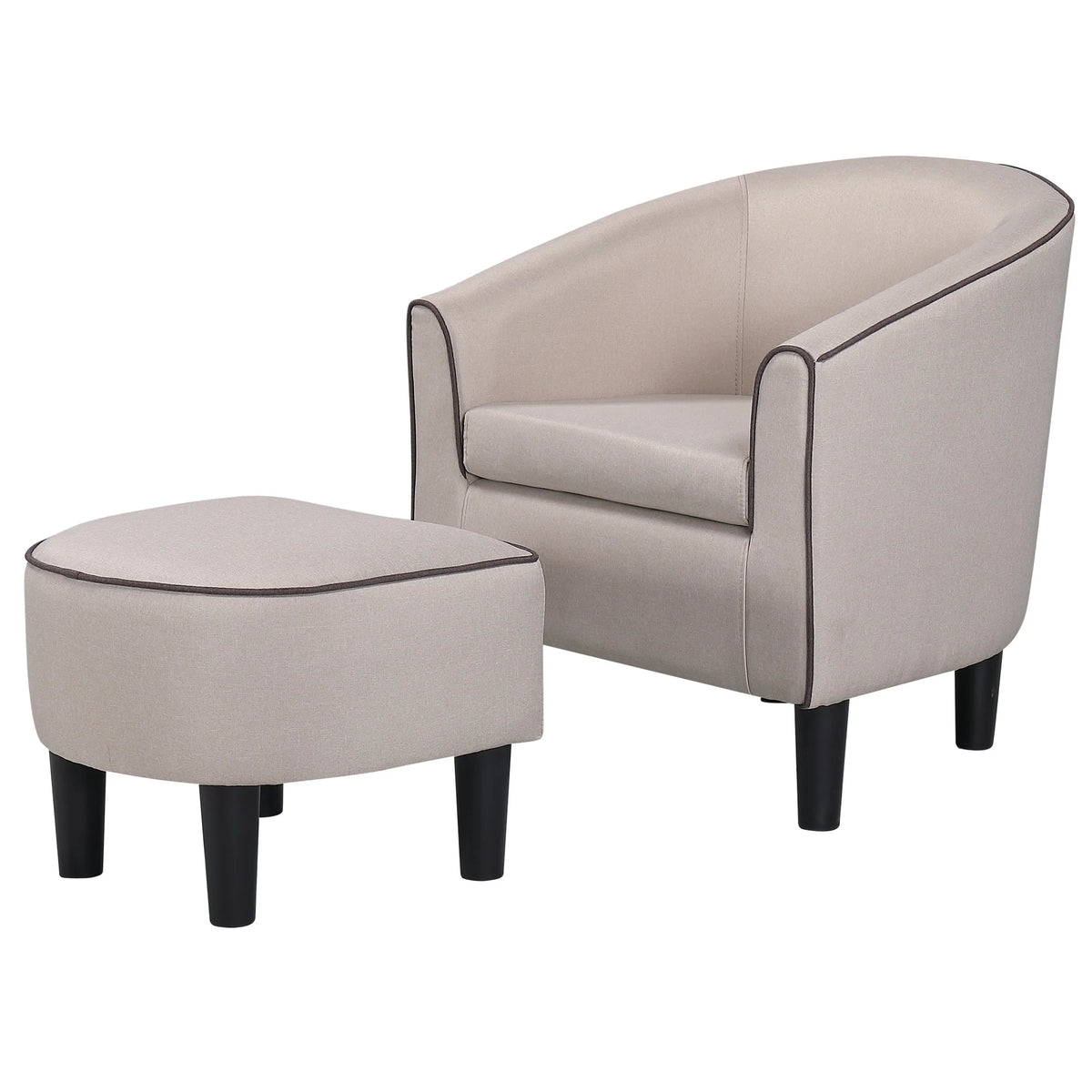 Beige Accent Chair with Ottoman R89097