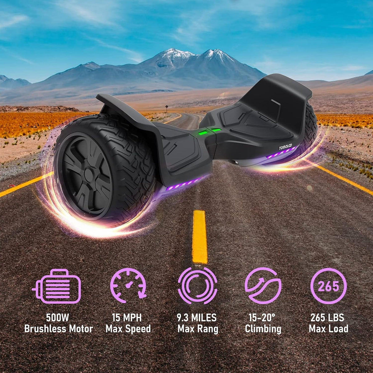8.5 inches All-Terrain Self-Balancing Hoverboard with LED Lights and Bluetooth E6233