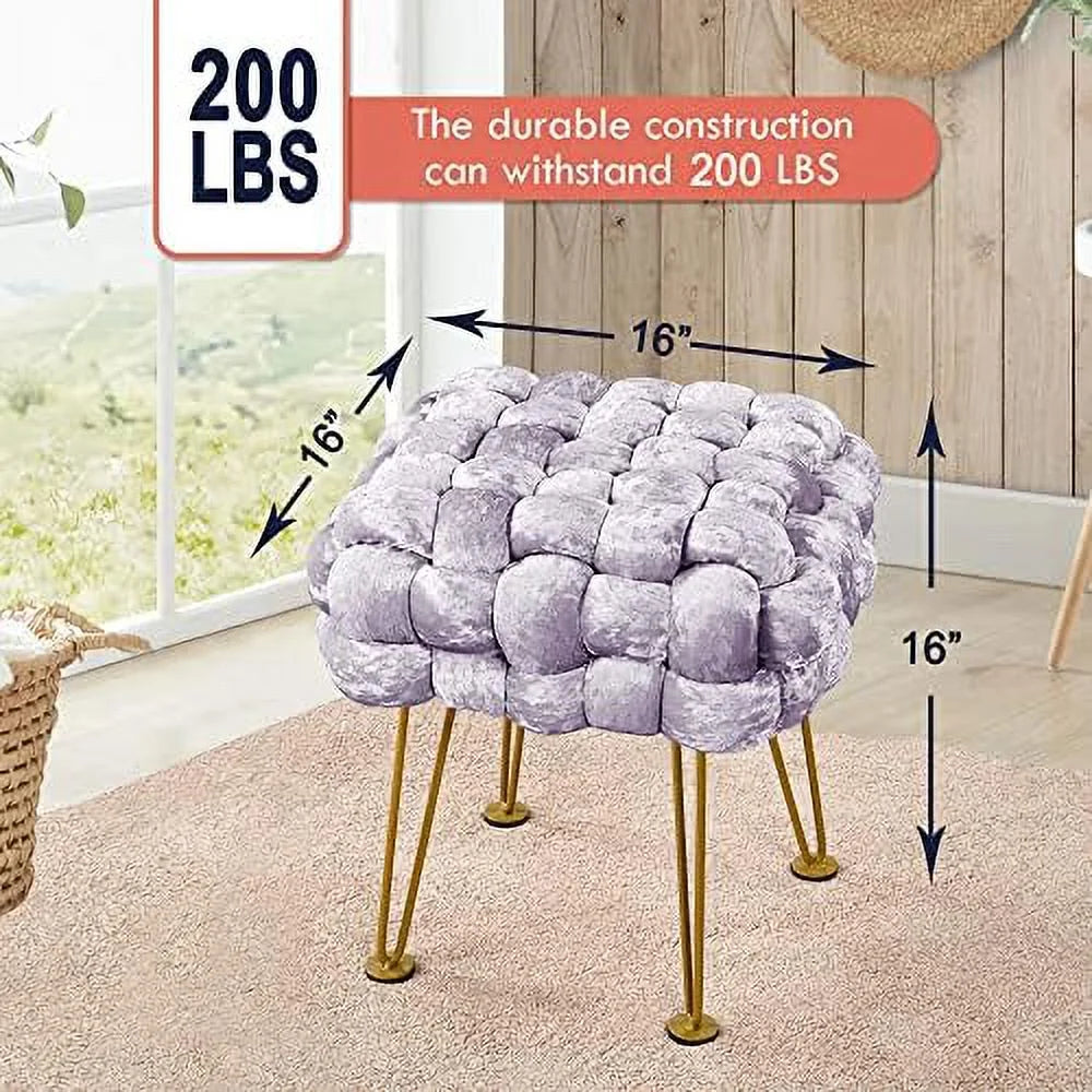 Green Upholstered Ottoman Bench with Golden Legs I65098