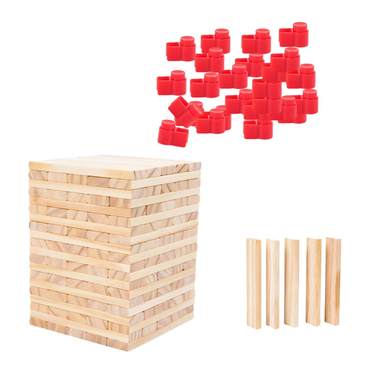 100 Pieces Wooden Blocks Stacking Game Building Kits Board Games W11086