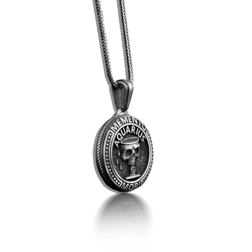 Silver Skull Zodiac Necklace B718680