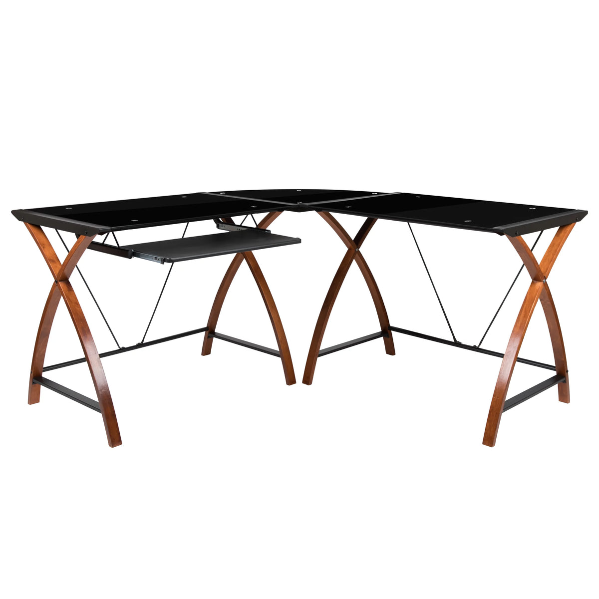 L-Shaped Gaming Desk with Keyboard Tray Y55299