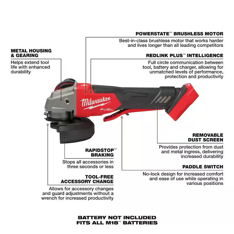 18-Volt Lithium-Ion Brushless Cordless 4-1/2 in./5 in. Grinder with Battery & Charger Q268328