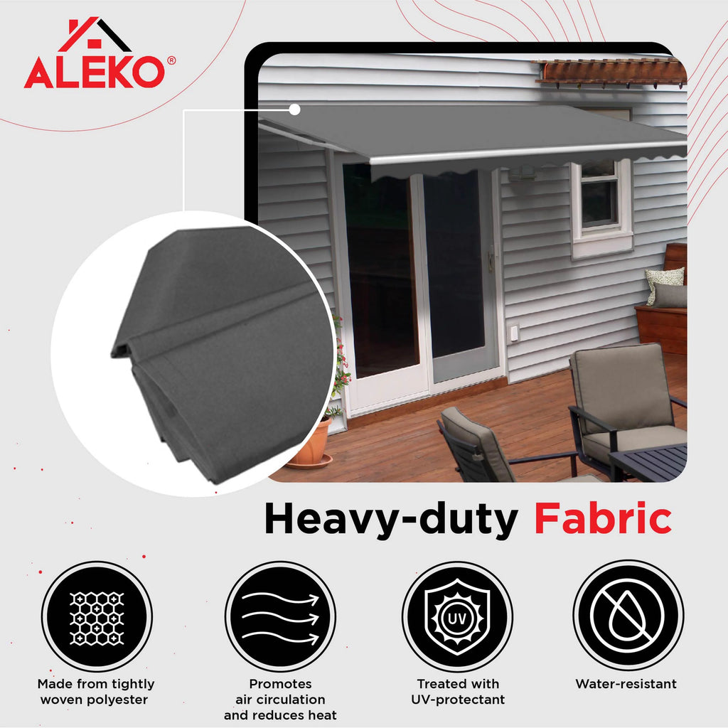 Retractable Patio 13' x 10' Awning Canopy, Gray O14578