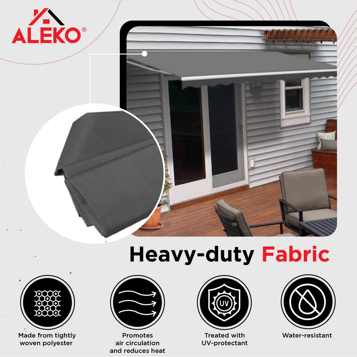 Retractable Patio 13' x 10' Awning Canopy, Gray O14578