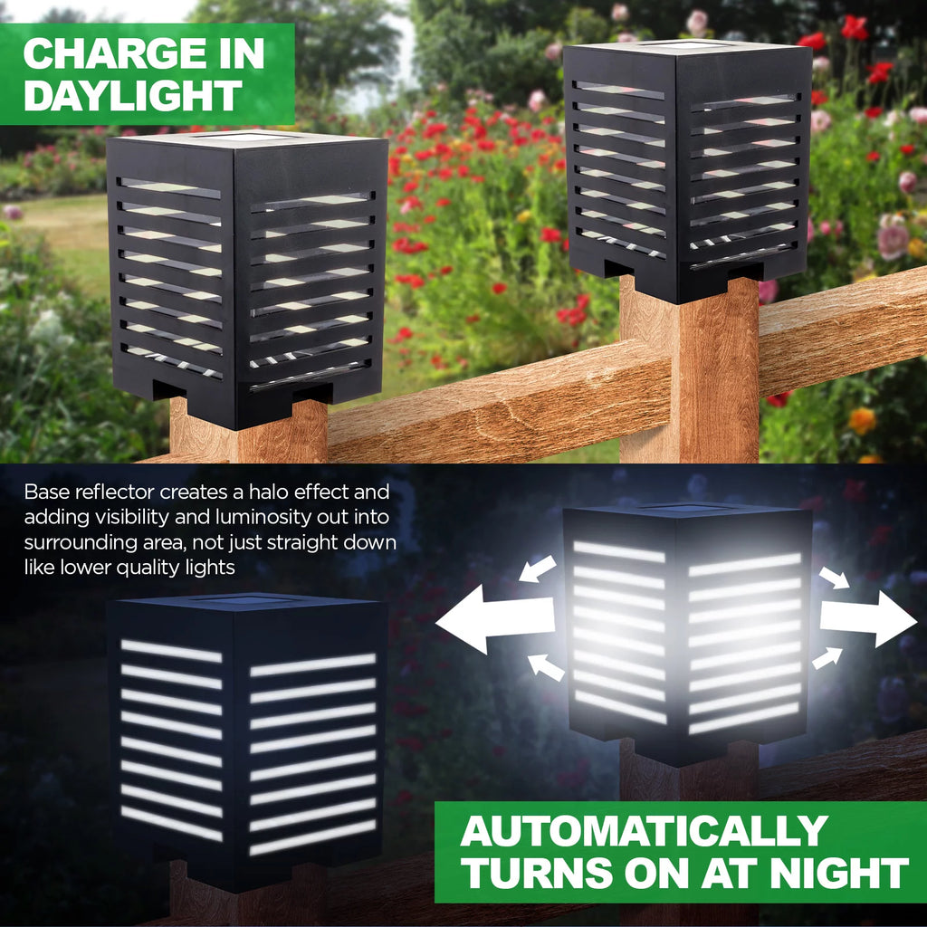 12 Pack Solar Powered LED Post Cap Light Black Z553