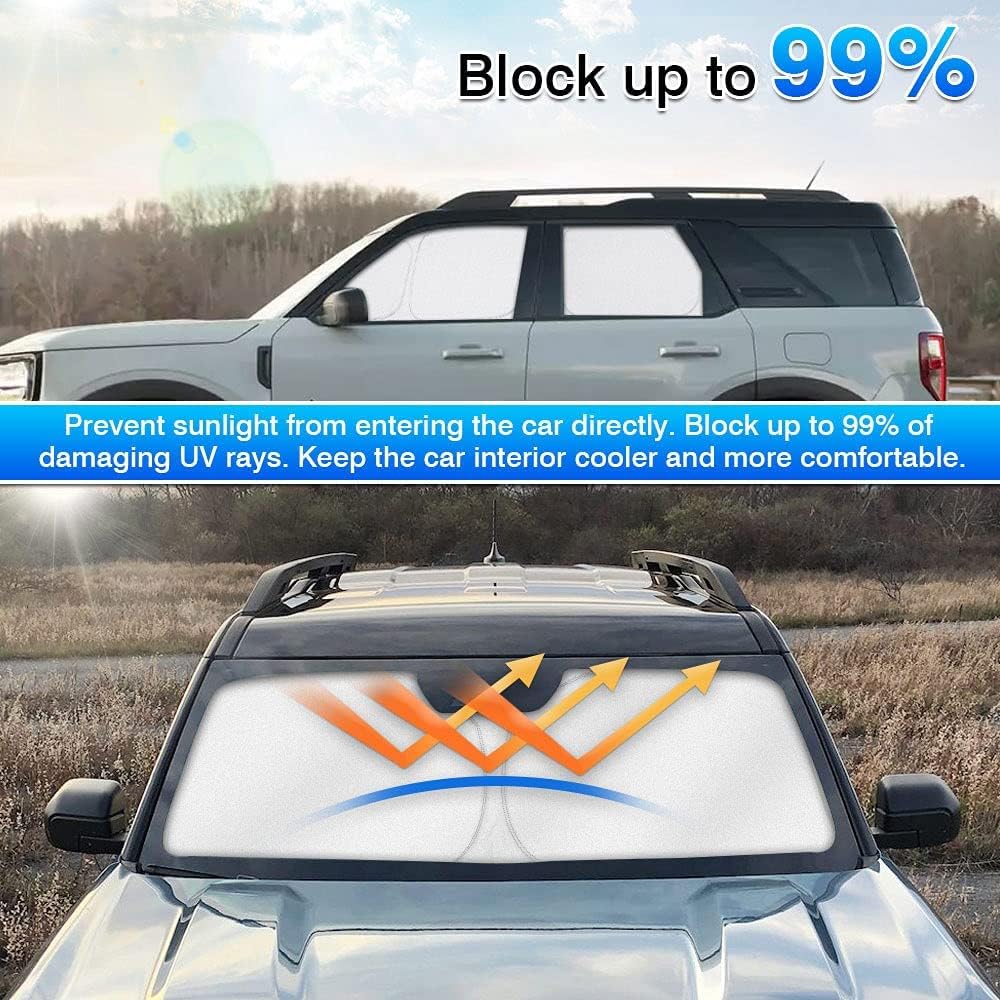 Custom Fit Sun Shade Windshield Sunshade Front Window Shades Rear Windows Cover Full Set 6PCS Pack of 2 R529